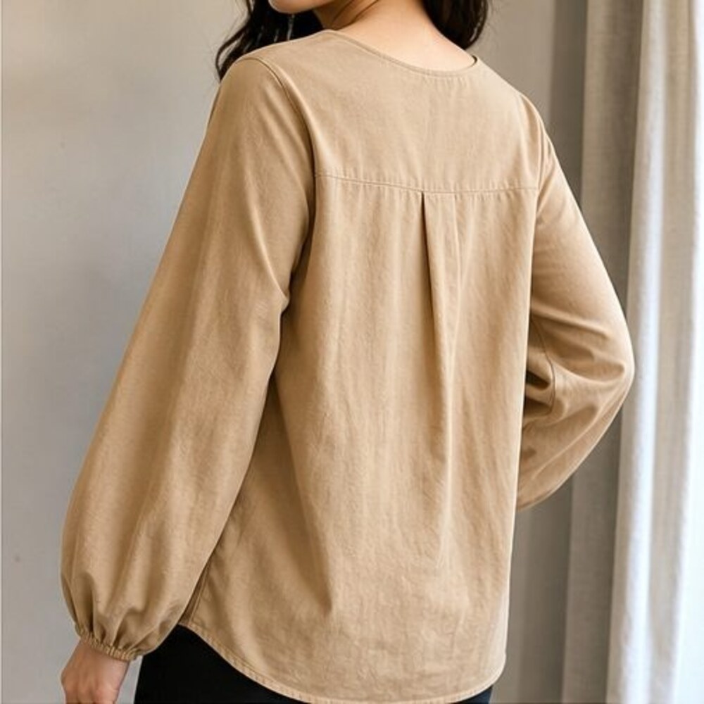 Camel V Neck Top - Picture 3 of 6